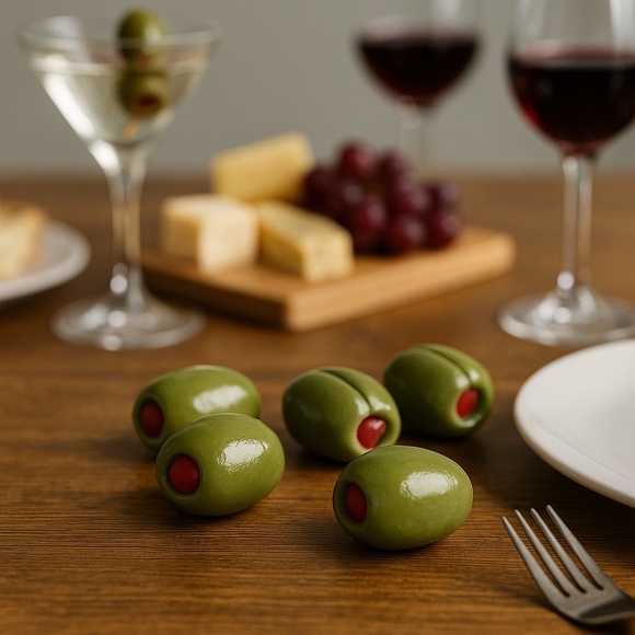 Olive Place Card Holders – Set of 4 | Martini Party Table Decor Hand Sculpted - Picture 4 of 12